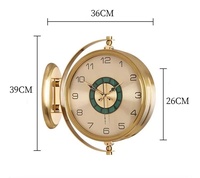 Luxe Européen Grand Numéro Nordique Antique Fantastique Silencieux Moderne Caractéristiques Plastique Métal Double Face Horloge Murale 9128C