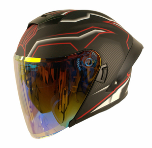 Nuovo Casco Moto Mezza Faccia di Tendenza in ABS con Doppia Visiera Taglia Unica per Tutte le Stagioni - Product Image 5