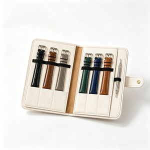 Estuche de almacenamiento para correas de reloj de PU con forma de libro, superficie de grano suave, para ventas en boutiques de relojes y colección personal - Product Image 1