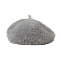 Béret en fourrure d'angora douce et moelleuse pour femme, couleur unie, chaud, en peluche, style peintre, chapeau d'hiver vintage, couvre-chef quotidien pour femme, automne
