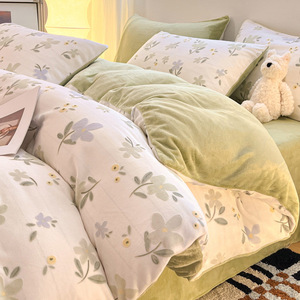 Set di Biancheria da Letto Economico e Confortevole, Copripiumino Caldo Tridimensionale in Velluto Lattiginoso, Set <span class=keywords><strong>Singolo</strong></span> per Ragazze 4 Pezzi - Product Image 3