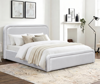 Meubles de chambre à coucher européens, cadre de lit king size, tissu rembourré, lit double moderne de luxe avec rangement