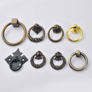 Antique Bronze Ring Furniture Handles Zinc Alloy Cabinet Drawer Pulls Minimalist Design Durable Hardware - Product Image 1