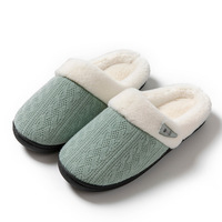 Chaussons d'intérieur et d'extérieur en fourrure douce et chaude pour femmes, antidérapants, confortables, tricotés, à enfiler