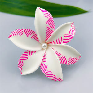 Fiore di schiuma con perla bianca, 3.3 "orecchio fiore per capelli Pick/Gardenia tahitiana, girandola di te hawaiana Hula Dance Flowers - Product Image 5
