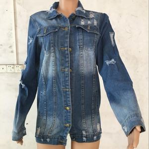 Chaqueta vaquera de mujer con agujeros para otoño/invierno 2020, estilo boyfriend, holgada, de manga larga, tallas grandes - Product Image 4