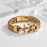 Bracelet en acier inoxydable poli miroir, double chaîne avec fermoir magnétique, 210 mm, bijoux de mode pour homme