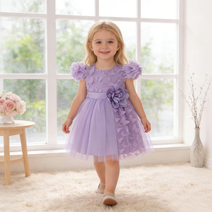 Elegante Abito in Raso con Collo Tondo per <span class=keywords><strong>Neonata</strong></span>, Nuovo Design con Motivi Leopardati e Floreali, Vestito Formale da Principessa per Feste - Product Image 2