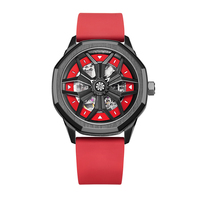 Quantité minimale de commande bas luxe japon mouvement résistant à l'eau bracelet en caoutchouc noir boîtier en acier inoxydable conception personnalisée montres automatiques
