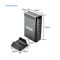 Chargeur GaN 600W Chargeur multifonction PD 500W Chargeur de bureau 320W Adaptateur 440W avec câble