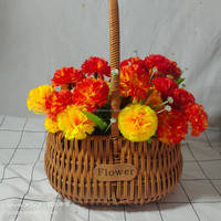 Panier en rotin PE de couleur marron ou beige fabriqué en usine, 18x18xH12x29cm, avec doublure en PVC et poignée, pour cadeaux ou fleurs