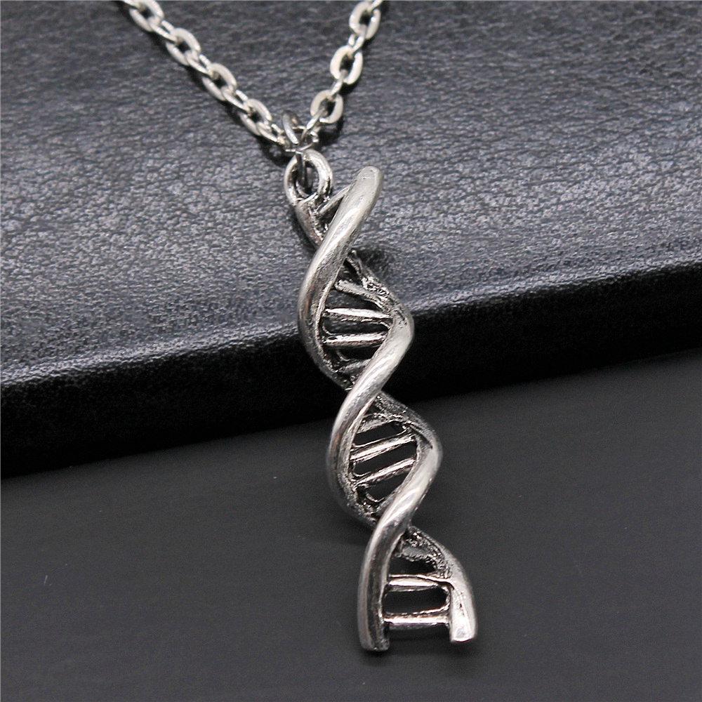 WYSIWYG 9x41mm Antique Silver Plated Dna Pendant Necklace N2-ABD