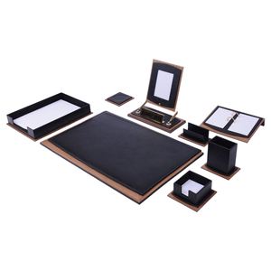 Juego de Escritorio de Cuero y Madera de Lujo Star de 11 Piezas, Bandeja Individual, Accesorios de Oficina con Alfombrilla de Escritorio y Portalápices - Product Image 1
