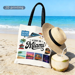 Bolso <span class=keywords><strong>de</strong></span> mano <span class=keywords><strong>de</strong></span> lona con estampado 2D A DAY IN <span class=keywords><strong>MIAMI</strong></span> para mujer, bolso <span class=keywords><strong>de</strong></span> hombro reutilizable <span class=keywords><strong>de</strong></span> gran capacidad para viajes, <span class=keywords><strong>trabajo</strong></span>, compras diarias, regalo para mujer - Product Image 6