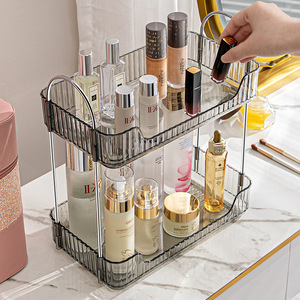 Plateau de rangement cosmétique en acrylique avec poignées, organisateur de maquillage vert pour salle de bain et bureau, capacité 3L, finition polie - Product Image 3
