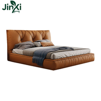 Lit King Size (2m X 2m) en Cuir Véritable de Vachette Pleine Fleur de Haute Qualité, Lit Double en Cuir Véritable Premium