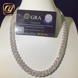 สร้อยคอเงินแท้ 925 แบบ Cuban Link ขนาด 12 มม. ประดับเพชร Moissanite VVS ระดับ Iced Out ผ่านการทดสอบเพชร เหมาะสำหรับฮิปฮอป - Product Image 1