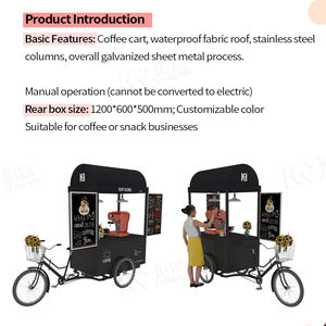 Charrette à café sur vélo personnalisée avec toit en tissu imperméable, cadre en acier inoxydable, charrette à café à pédales manuelle pour la vente de rue - Product Image 4