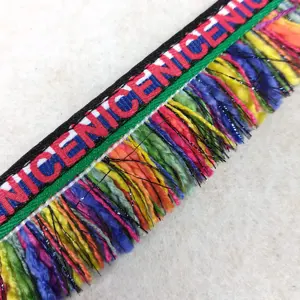 Wholesale popular 3cm width ethnic ribbon trimming colorful tassel fringe for winter