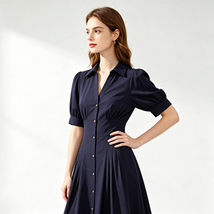 2026 New Arrival <strong>Navy</strong> <strong>Dress</strong> V Neck Button Down Office Ladies Formal <strong>Work</strong> Midi <strong>Dress</strong> Women <strong>Dresses</strong> Elegant - Product Image 3