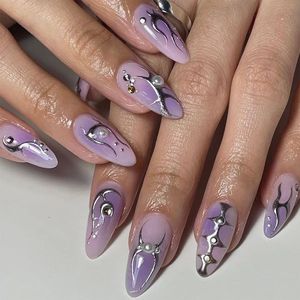 <span class=keywords><strong>Faux</strong></span> ongles complets simples en forme de stiletto français pour les doigts, <span class=keywords><strong>Saint</strong></span>-<span class=keywords><strong>Valentin</strong></span>, amande - Product Image 4