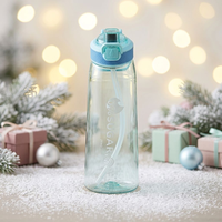 Bouteille anti-fuite en Tritan+PP avec couvercle à clapet, compatible lave-vaisselle, idéale pour le camping, l'école, la randonnée et la salle de sport