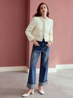 Veste en tweed minimaliste pour femmes, manteau de bureau toutes saisons, style tendance, OEM personnalisé