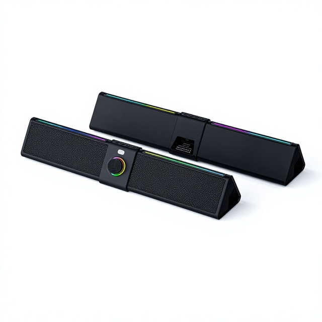 RGB Magnetic Bluetooth Soundbar Wireless Speaker 3.5mm AUX Stereo Audio Speaker for Gaming PC Desktop Setup