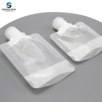 Sachets réutilisables en plastique transparent Sachets transparents d'emballage de jus liquide de boisson de voyage Pochette à bec verseur