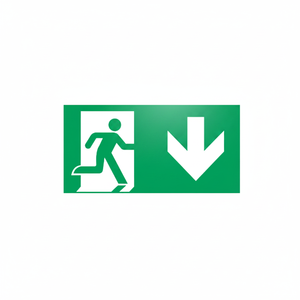 Uscita di emergenza verso il basso segno freccia destra-220 in alluminio luminescente * 120 mm - Product Image 2