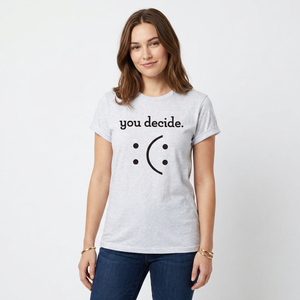 Camiseta Unisex You Decide, 100% Algodón, Cuello Redondo, Manga Corta, Estilo Casual, Logotipo Estampado, Corte Regular, Gris, Bordado Suave - Product Image 1
