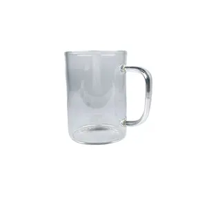 昇華コーティング付き11オンス17オンスガラスコーヒーカップ透明なつや消しアイスコーヒーハンドル付き透明な昇華可能なガラスコーヒーマグ