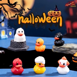 Figurines de canard en résine d'Halloween, décorations miniatures de canard démoniaque citrouille, ornements pour micro-paysages, décorations pour maisons de poupées, décorations de fête - Product Image 3