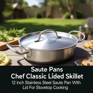 Padella Chef Classic con coperchio da 12 pollici in acciaio inossidabile per cucinare sul fornello - Product Image 3