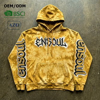 Sweat à capuche oversize vintage délavé à l'acide, imprimé graffiti DTG personnalisé, épais, à épaules tombantes, streetwear pour hommes