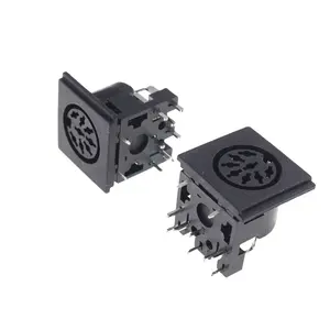 Circular DIN CONNECTOR ปลั๊ก 8 ขา 262 องศาซ็อกเก็ตหญิง PCB มุมขวาผ่านหลุม 100V 2A rated SDS-J Power