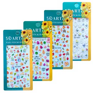 55 stili 5d Nail Art stickers fiori farfalla frutta animale natale stelle adesivo per unghie all'ingrosso