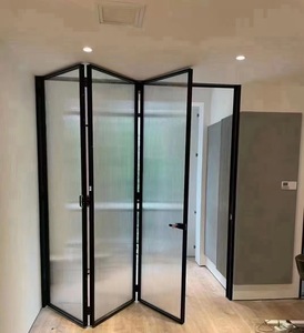 Estilo moderno <span class=keywords><strong>plegable</strong></span> de acero de ventana y diseño de Puerta de Hierro de vidrio templado puerta <span class=keywords><strong>plegable</strong></span> con parrilla - Product Image 1