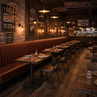 Ensemble de mobilier de restaurant commercial Ron Group : Table carrée en bois et chaises, banquette en cuir à dossier haut – Prix usine