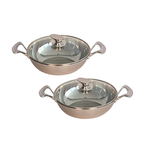 Vente chaude Multicolore Casseroles Et Casseroles Cuisine Ustensiles De Cuisine Marmite Ensembles En Acier Inoxydable Trois Couches Wok Pan Avec Couvercle En Verre-26 cm - Product Image 2