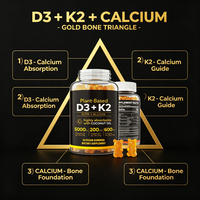 Gummies végétales D3 K2 Calcium Marque Blanche 60 unités – Favorise la Densité Osseuse et la Santé du Système Immunitaire – ODM OEM