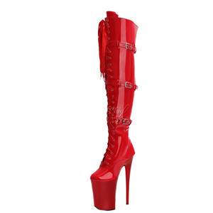 Botas Góticas Blancas de Moda para Bailarina Exótica de Club Nocturno, 26 cm, por Encima de la Rodilla, con Hebilla de Cinturón, para Pole Dance, Estilo Sexy y Fetiche - Product Image 4