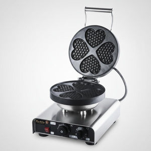 Kitchbox Gaufrier en forme de cœur industriel et commercial en acier inoxydable avec minuterie à revêtement antiadhésif 1 gaufre en 3 minutes - Product Image 1