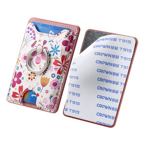 Tarjetero Adhesivo de Cuero PU Duradero para Teléfono, Cartera con Múltiples Ranuras, Monedero, Anillo Soporte para iPhone, <span class=keywords><strong>Samsung</strong></span>, Google Pixel, RedMI - Product Image 4