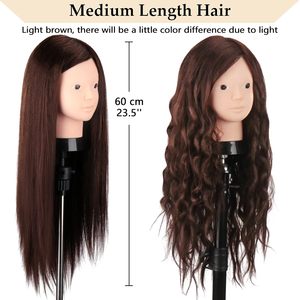 Testa di manichino capelli umani, bellezza stella testa di bambola per la pratica Hair Styling, 80% veri capelli cosmetologia trucco parrucchiere - Product Image 2