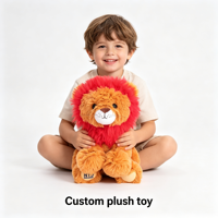 Peluche Lion Personnalisée en Usine, Jouet en Peluche Lion avec Logo Imprimé, Jouet en Peluche Lion à Posture Personnalisée