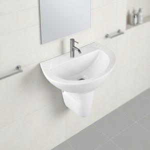 Modern Half Pedestal Ceramic Wash Basin Oval Lavabo Sink Stand For Hotel Use - Product Image 6