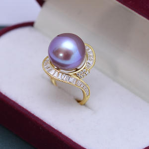 Anillo de Perlas Grandes Redondas Blancas de Agua Dulce de 12-13 mm para Mujer, Oro S925, Luz Intensa, Defectos Menores, Juego Completo con Apertura - Product Image 4
