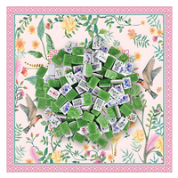 Mahjong américain moderne de luxe en mélamine avec tapis de jeu motif oiseaux de jardin, 166 tuiles en marbre et tapis antidérapant pour jeu de club 4 joueurs