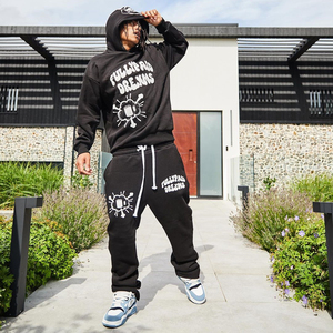 Custom Logo Mens Heavyweight French Terry 3D Puff Print <strong>Tracksuit</strong> Flared Stacked Sweatpants and Hoodie Set <strong>Tracksuits</strong> for Men - Product Image 4